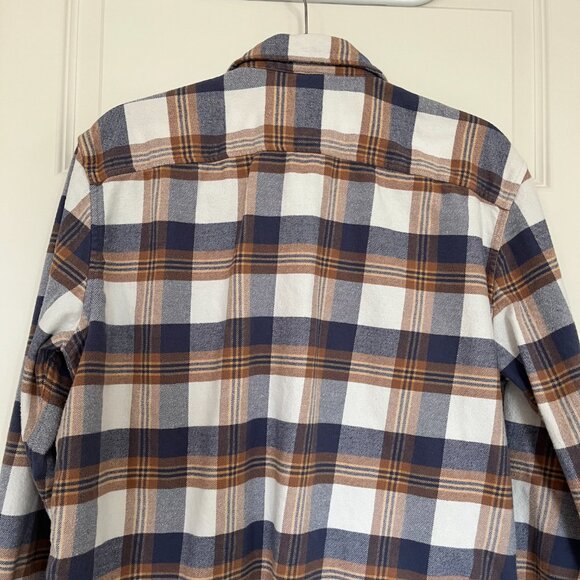 American Eagle Men’s Flannel Shirt – Plaid Button Down, Brown Blue White, Size L - Picture 4 of 7